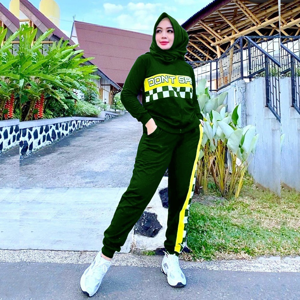 Baju Setelan Wanita Kekinian - One set Wanita - Setelan Tunik - Set Filanto - Lexoir-St Marlon Hijau botl