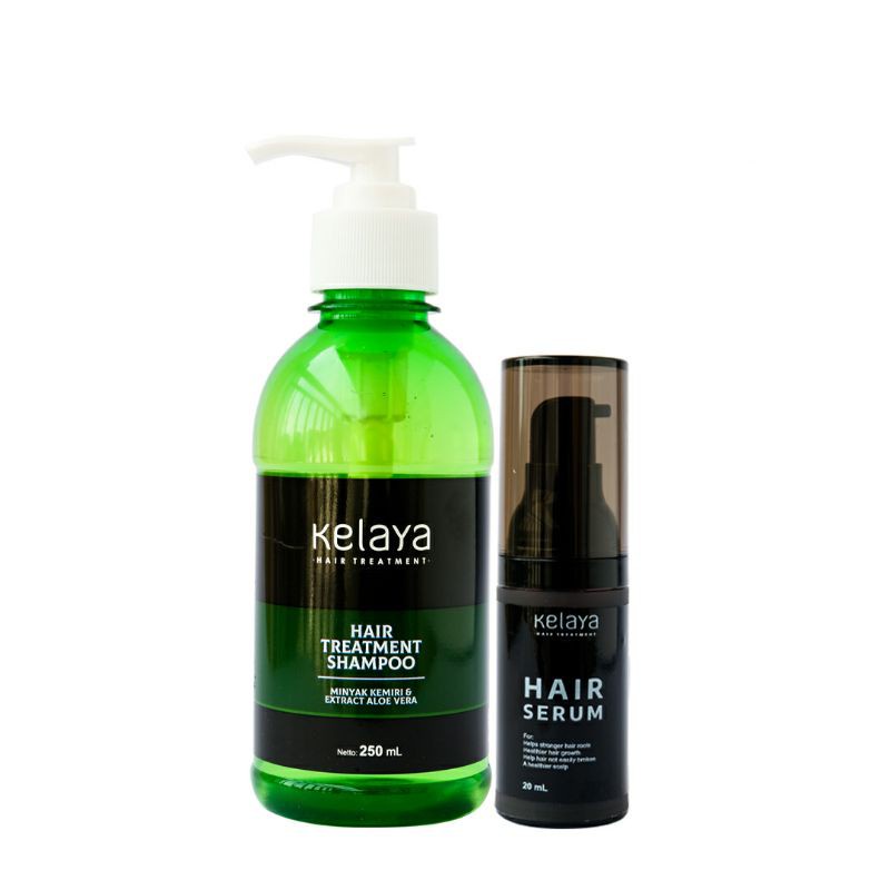 KELAYA HAIR TREATMENT SHAMPOO Original BPOM Sampo Alami Mencegah Rambut Bercabang Rontok Kebotakan-1 Sampo + 1 Serum