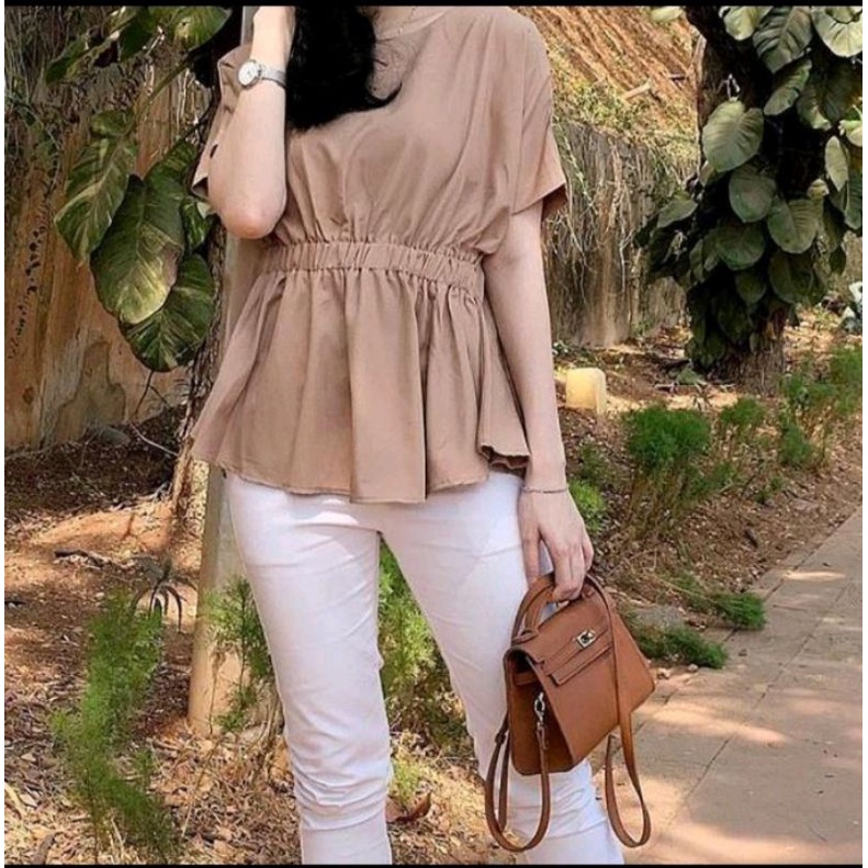 atasan wanita blouse kekinian  baju shepa plus karet pinggang