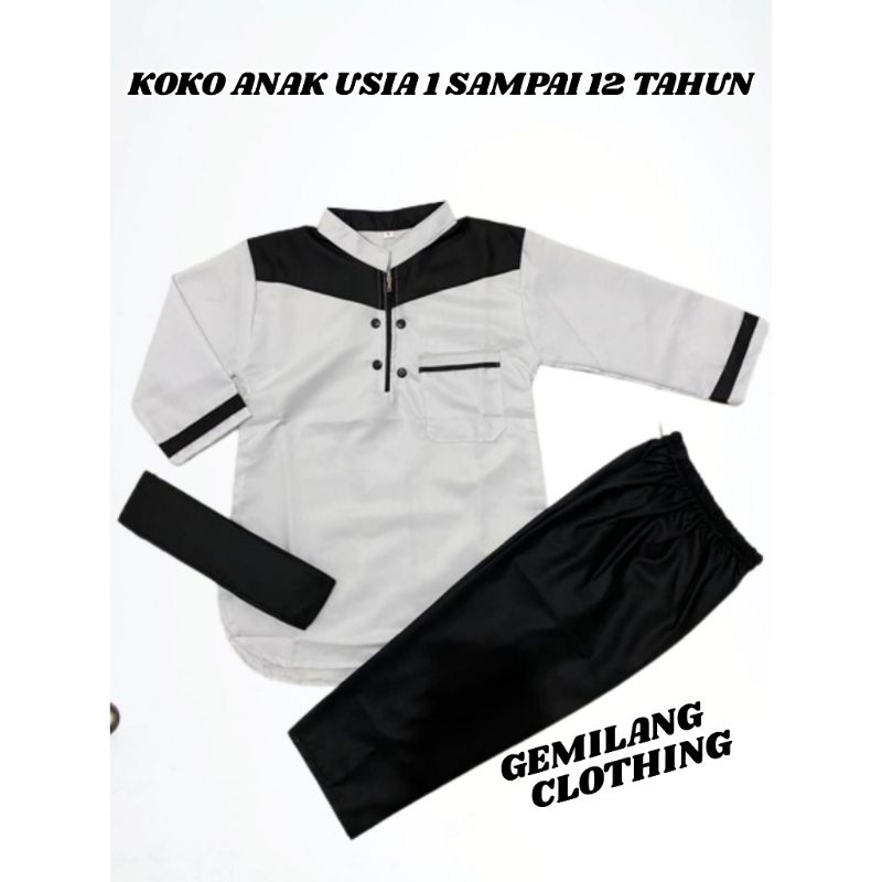 SETELAN KOKO TOYOBO PUTIH PANJANG // BAJU MUSLIM ANAK LAKI-LAKI USIA 1 SAMPAI 12 TAHUN // GEMILANG CLOTHING