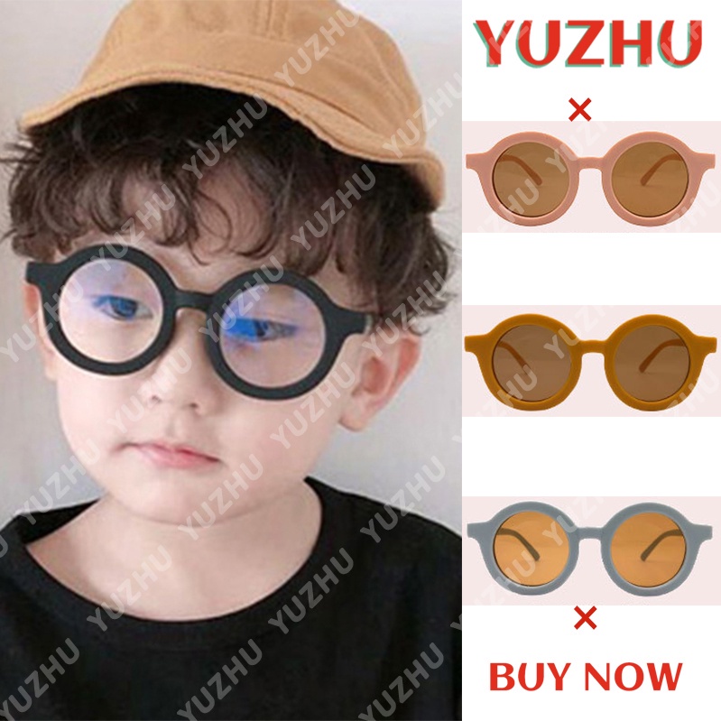 (YUZHU) COD Kacamata Kacamata Perlindungan UV Bingkai Bulat Retro Fashion Baru untuk Anak-anak