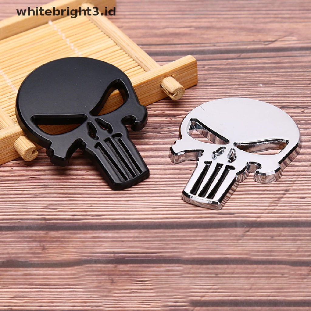 (whitebright3.id) Stiker Emblem Tengkorak 3D Bahan Metal Untuk Dekorasi Mobil