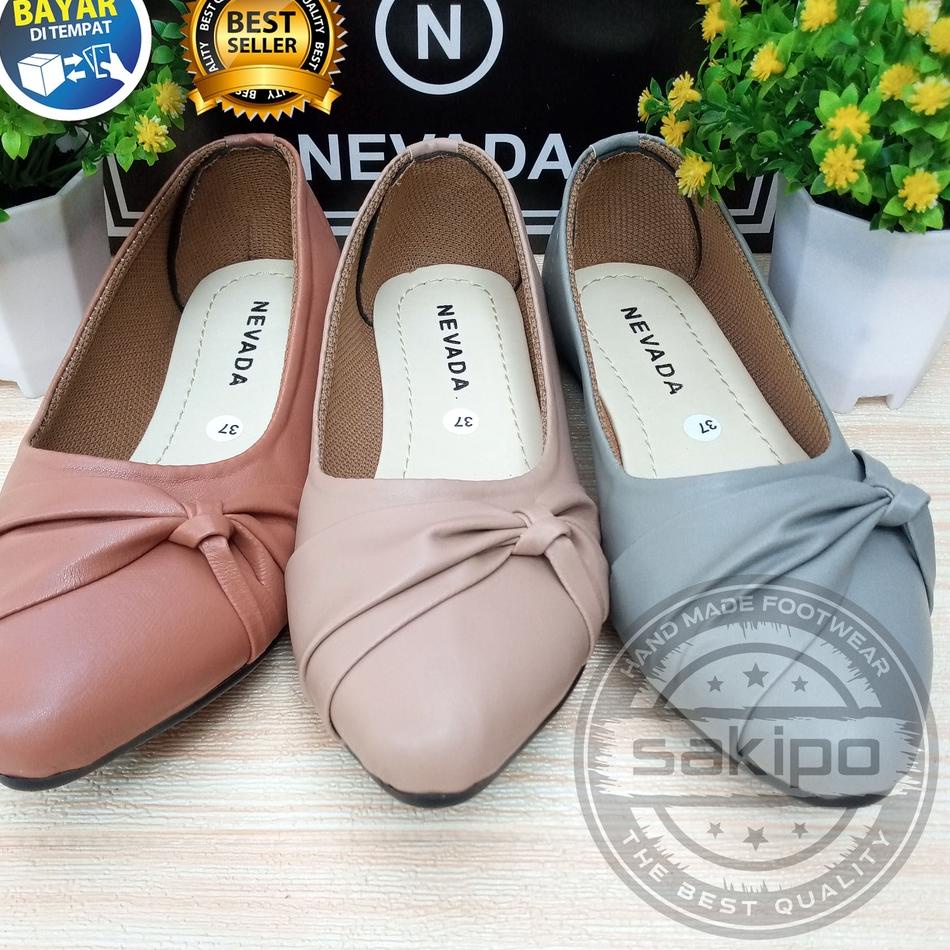 Terbaru.. PROMO 12.12 BIRTHDAY SALE SEPATU BALET WANITA DEWASA / FLAT SHOES PITA SAMPING NEVADA / FL