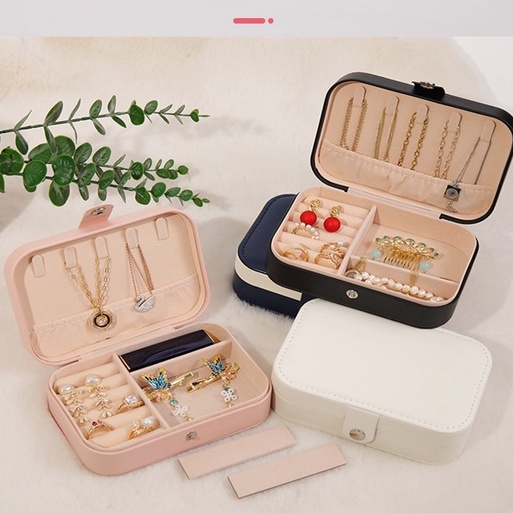 Kotak Tempat Perhiasan Travel Jewelry Tempat Penyimpan Cincin / Gelang / Anting-Anting/ Kalung Emas Portable Kotak Box Perhiasan Minimalis