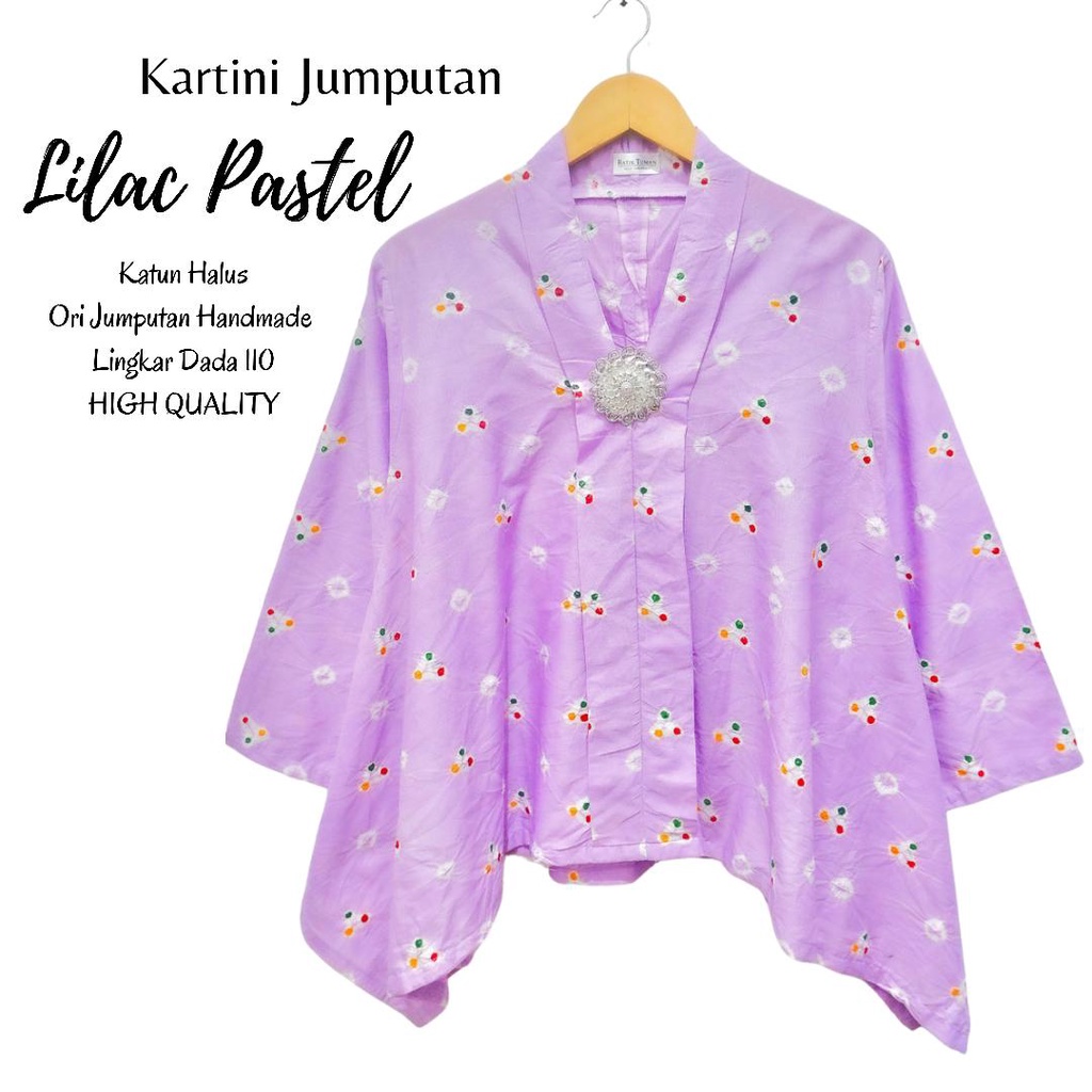 Blouse Batik Kerja Wanita Model Kartini Bahan Katun Halus Warna Lilac Ungu