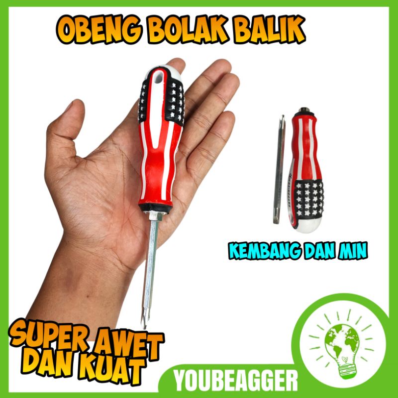 Obeng kembang dan min bolak balik super kuat