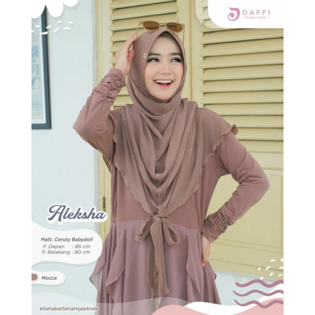 Aleksha ORI Daffi Khimar Plisket Tali Hijab Instant Pet Anthem Bergo Plisket Ceruty Babydoll
