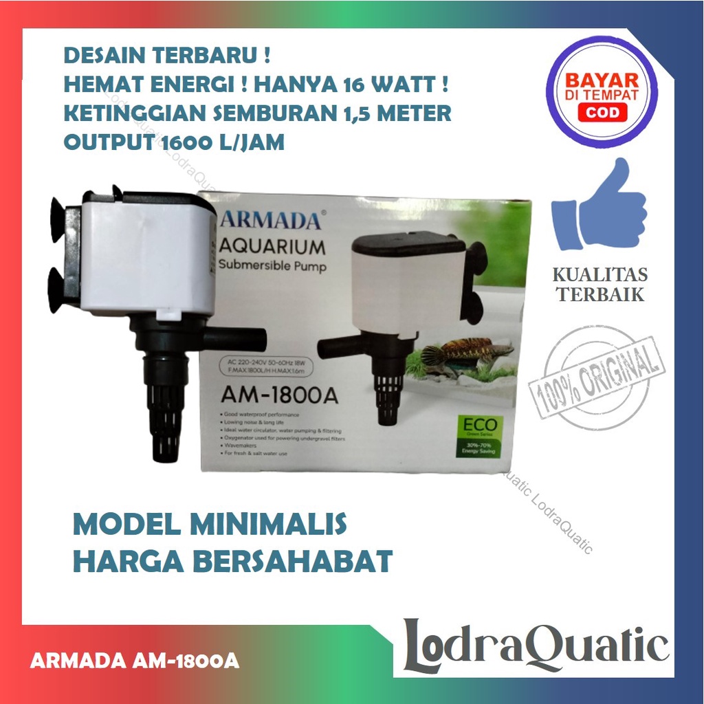 POMPA AIR AQUARIUM ARMADA AM 1800 A NAIK 1,5 METER FILTER AQUARIUM BESAR POMPA AIR HIDROPONIK AQUARIUM POMPA AQUARIUM 1800 POMPA CELUP AQUARIUM POWER HEAD AQUARIUM FILTER AQUARIUM FILTER KOLAM FILTER AQUASCAPE POMPA AIR 1800