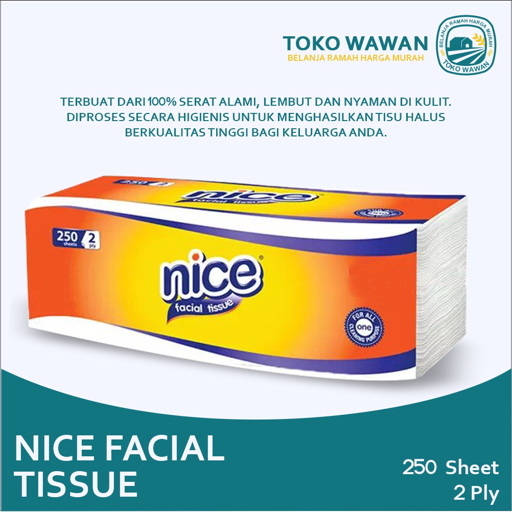 TERMURAH! Tissue Nice Facial Soft Pack 250 Sheet 2 Ply / Tisu Lembut Untuk Wajah-1