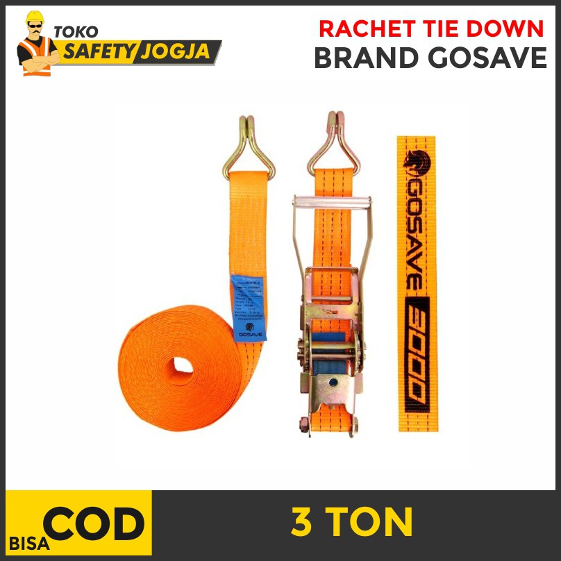 GOSAVE Webbing Cargo 3Ton Lashing Belt Rachet Tie Down Trackbelt