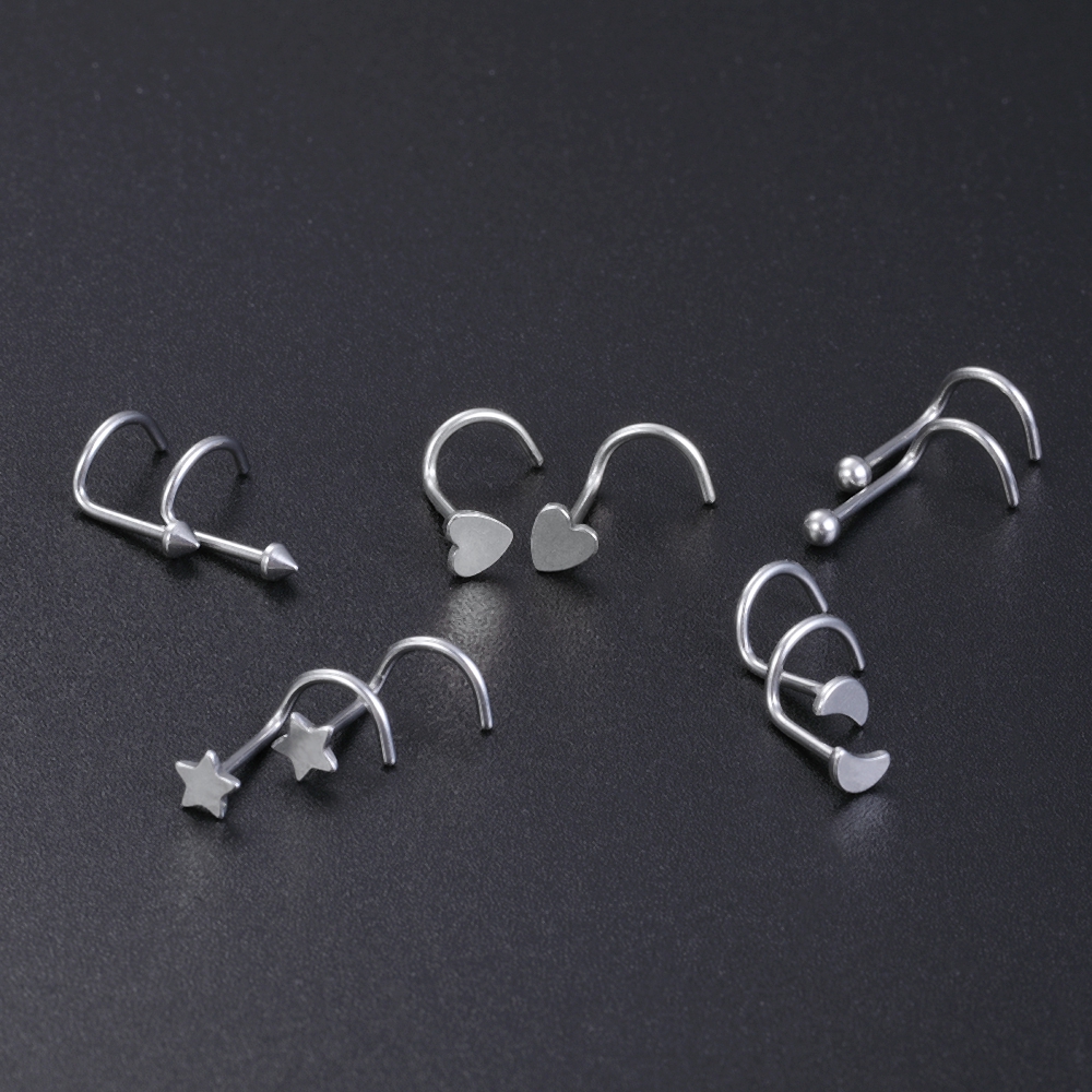 Anting Tindik Hidung Multifungsi Bentuk Bintang Bahan Stainless Steel Warna Silver