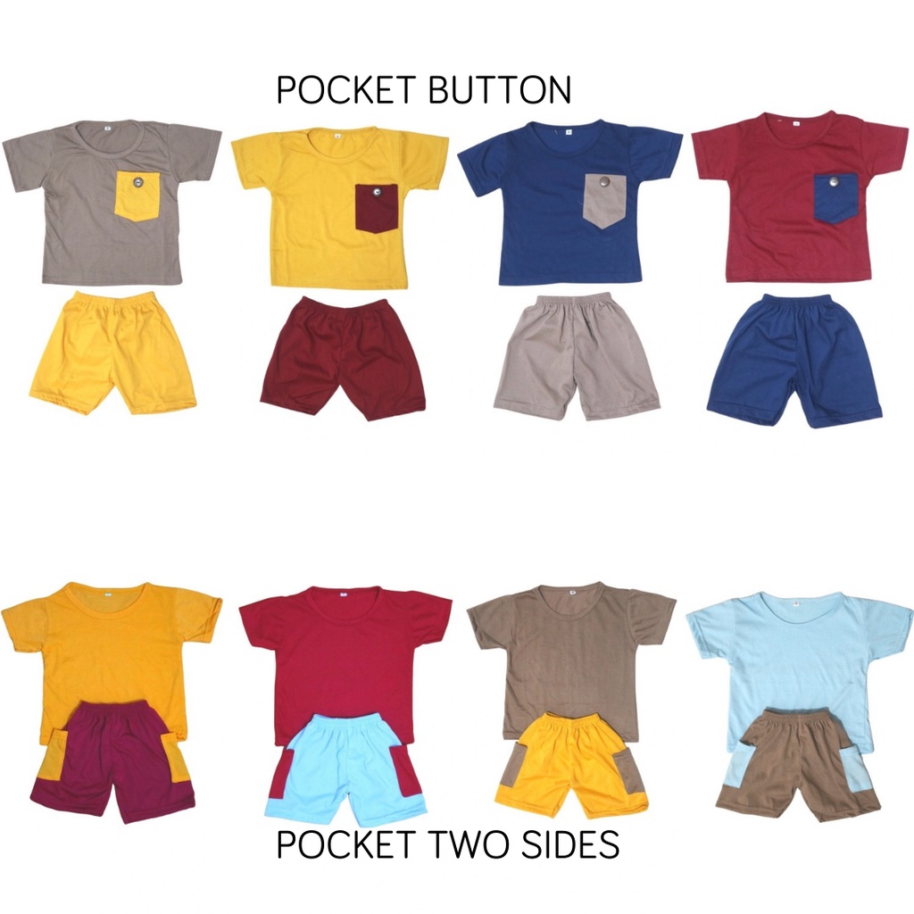 BabynKids - Setelan Anak Pocket Unisex - Setelan Anak Pocket Button - Setelan Anak Laki Laki - Setelan Anak Perempuan - Setelan Anak Unisex