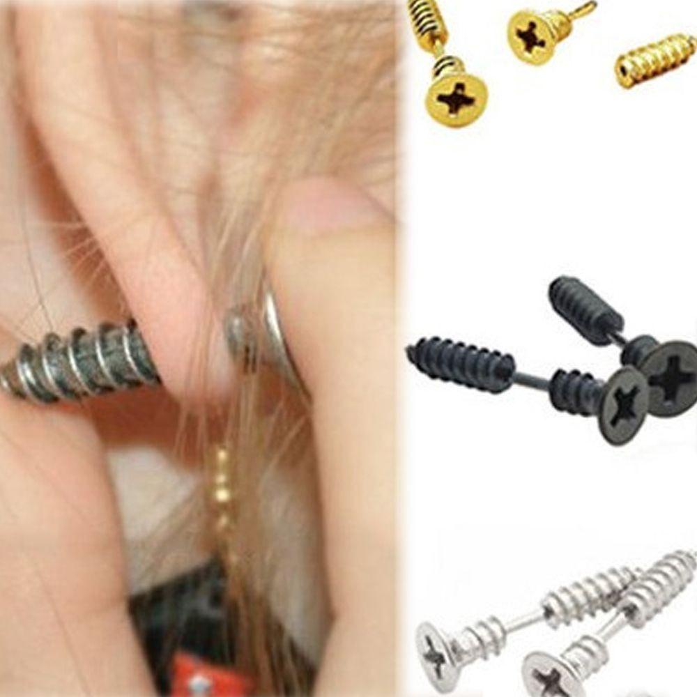 Preva Anting Set Tulang Rawan Helix Barbel Bar Stainless Steel Perhiasan Tindik Tubuh Hitam Dumbbell Stud