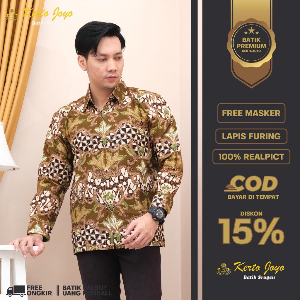 [LIMITED] Baju Batik Pria Lengan Panjang/Kemeja Batik Solo Premium Slimfit Modern