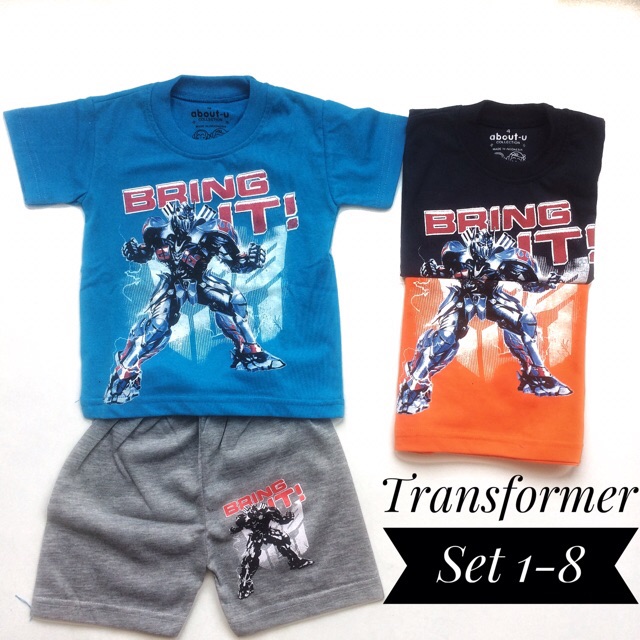 Setelan baju anak laki murah Transformer 1 8 premium Setelan baju anak laki murah Transformer 1 8 premium