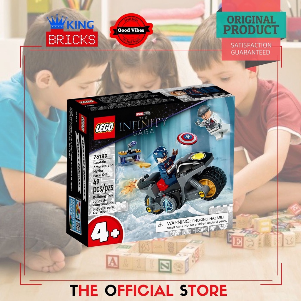 LEGO Original MARVEL SUPER HEROES 76189 Captain America and Hydra Face-Off - Mainan Anak Motor Super