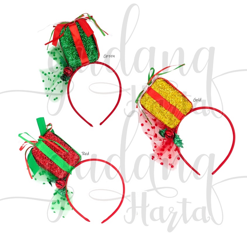 Bando Bentuk Kado Natal Bandana Motif Gift Christmas Unik GH 505511