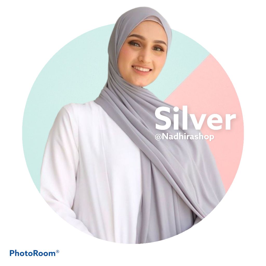 pashmina instan jersey premium size 180x75-PJ instan Silver