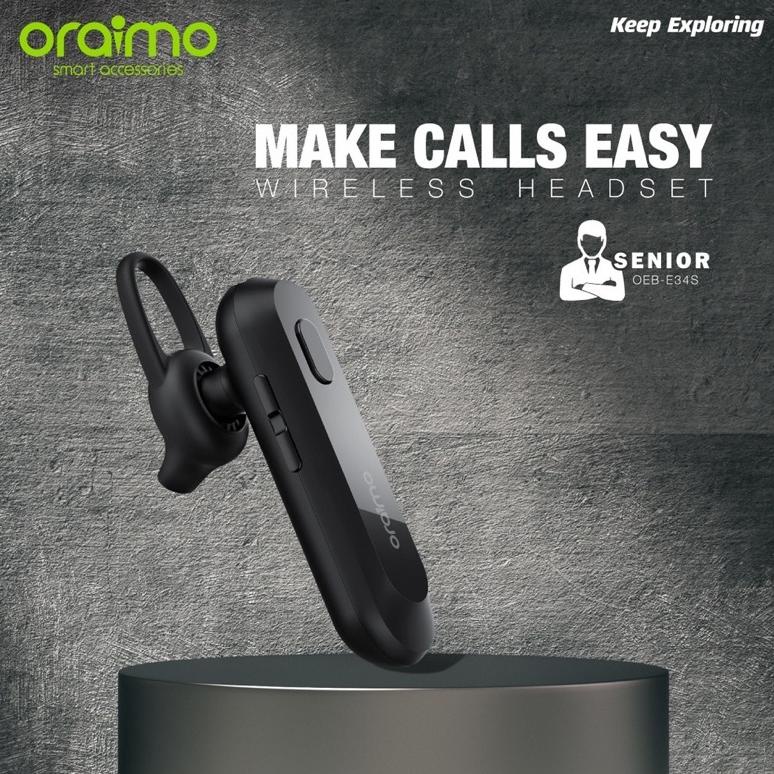 Oraimo Senior Talking Bluetooth Headset Wireless Earphone Handsfree Nirkabel Ios/Android Oeb-E34S