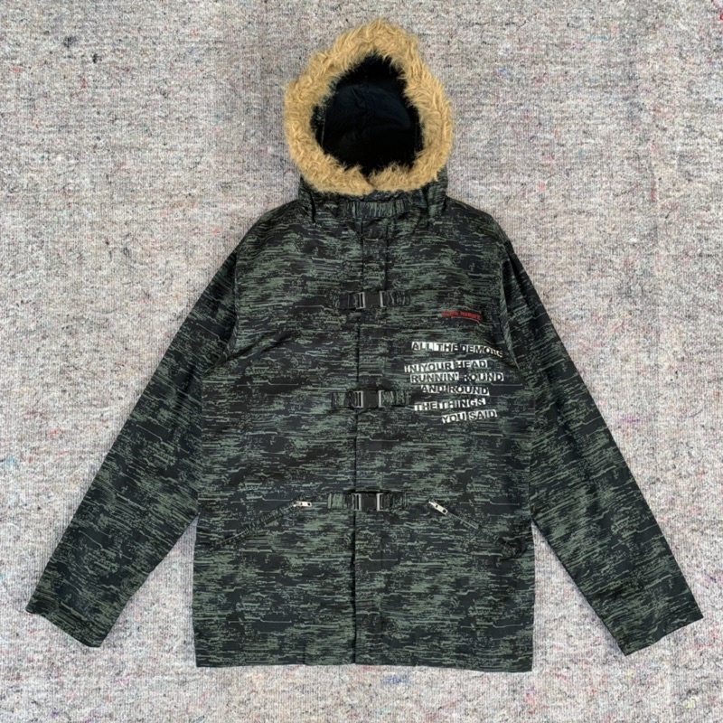 Slash Number Punk Style Parka jaket