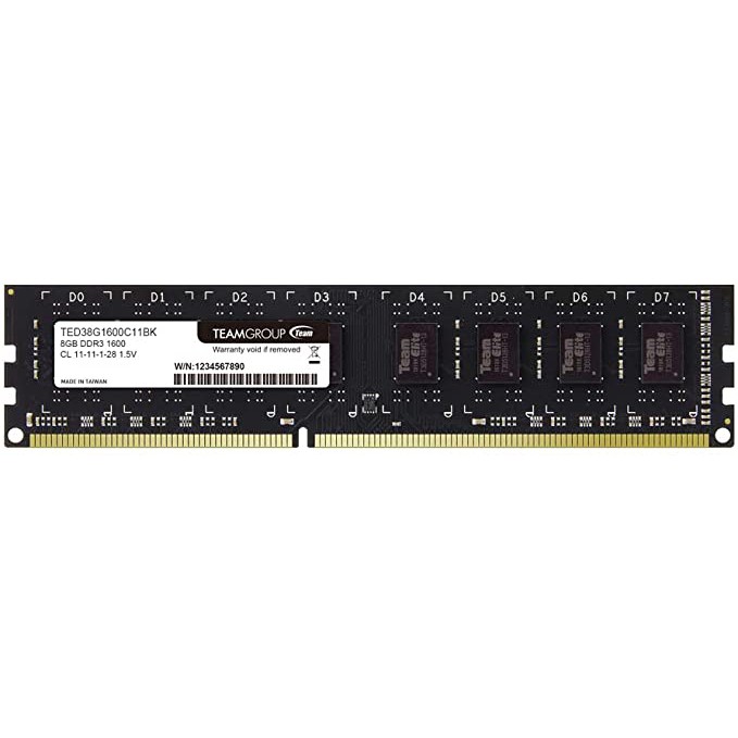 Ram pc Team elite 8gb ddr3 pc3-12800 1600mhz cl11 1.5v longdimm ted38g1600c11bk - memory komputer dimm