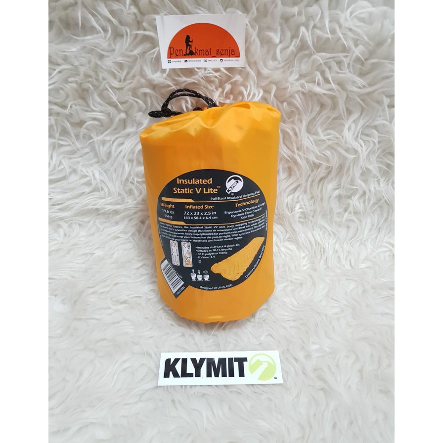 SLEEPING PAD KLYMIT INSULATED STATIC V LITE ORIGINAL LIFETIME WARRANTY