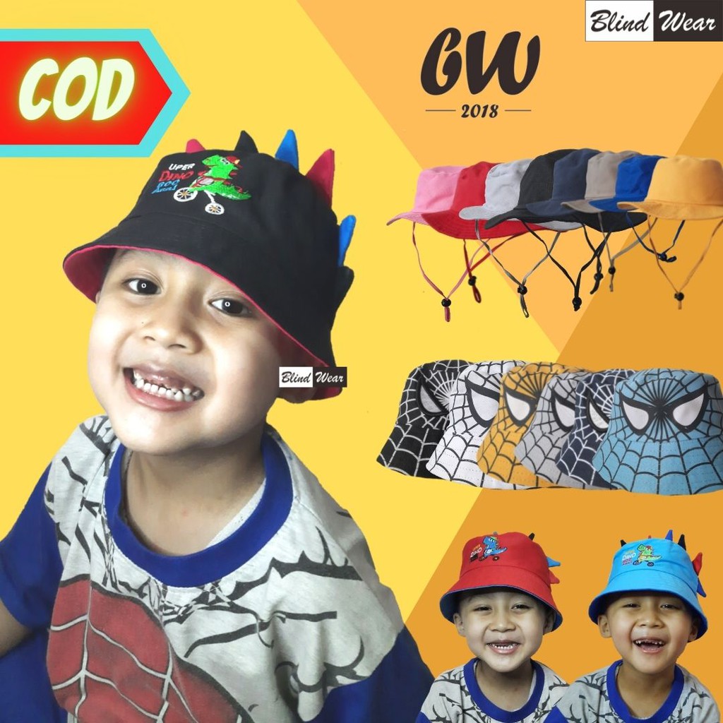 Topi Anak Topi Bucket Anak Topi Rimba Anak Balita Laki Perempuan Motif Kartun Lucu