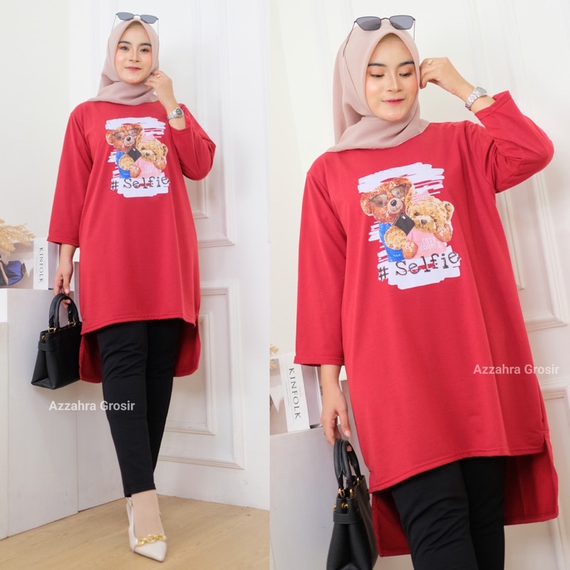 Selfie Tunik - Tunik Jumbo Babyterry Spandex Print DTS LD110 Tangan 7/8 / 366-6934