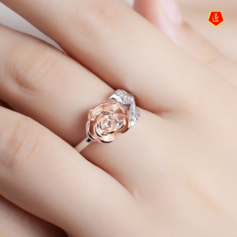 [Ready Stock]Rose 925 Silver Ring Elegant Fashion Korean Style