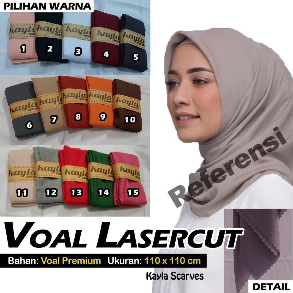 Hijab Segi Empat VOAL POLOS LASERCUT - KAYLA