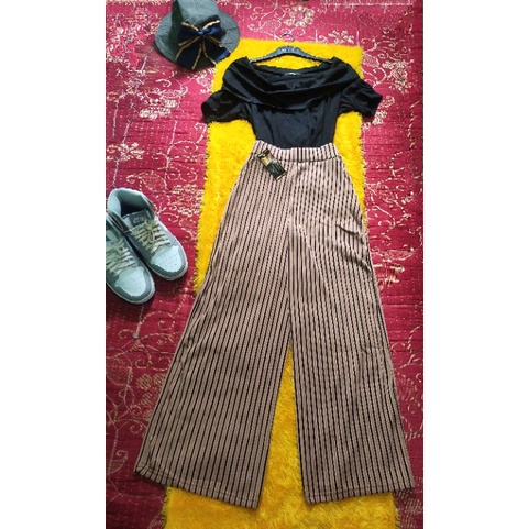 set daily kulot / kulot plisket / kulit garis