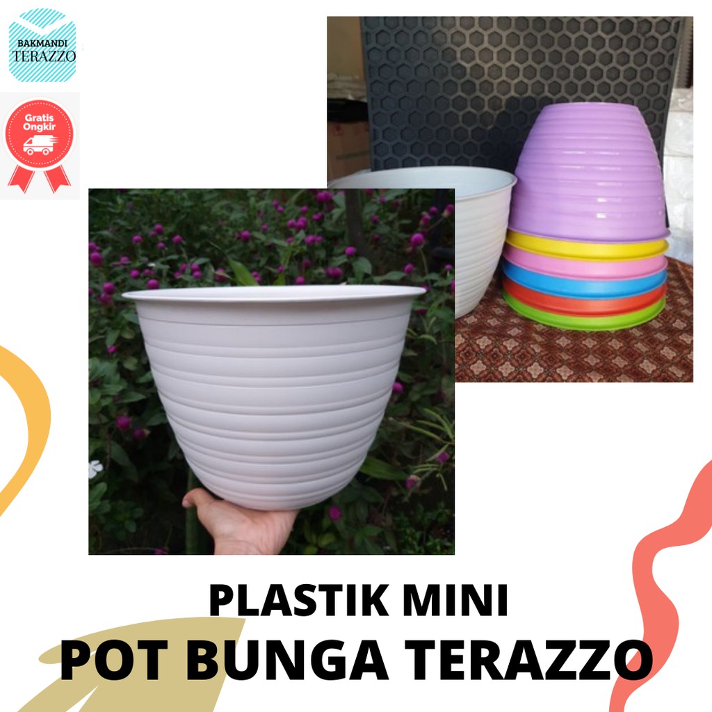BAKMANDI TERAZO/POT TANAMAN HIAS PLASTIK-MODEL POT BUNGA PLASTIK PUTIH MINIMALIS