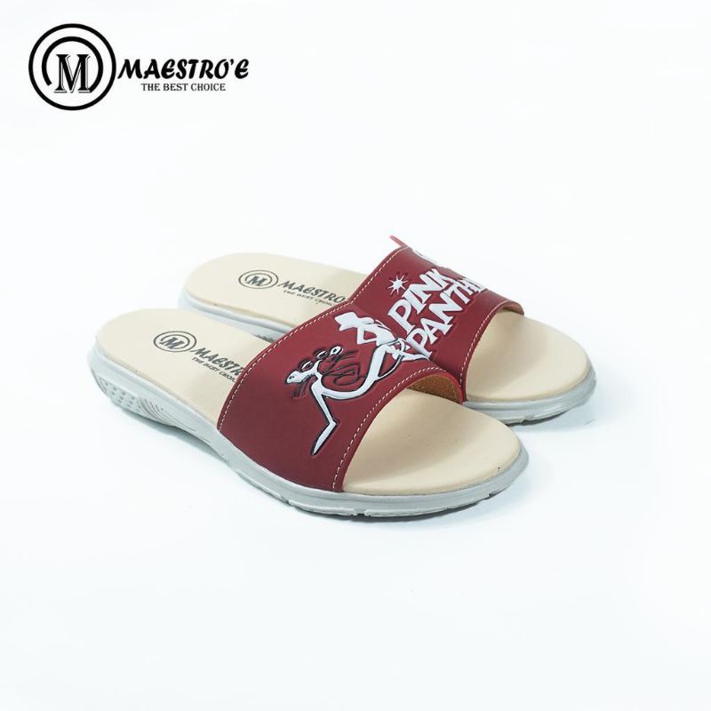 Sandal Kulit Wanita Sandal Nonslip Kulit Sintetis Sandal Murah Flat Anti Licin Peony Series