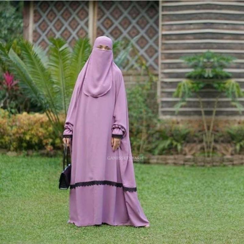 Long Khimar Overhead Renda Jilbab Panjang Semata Kaki Floor Hijab Free Cadar Bandana
