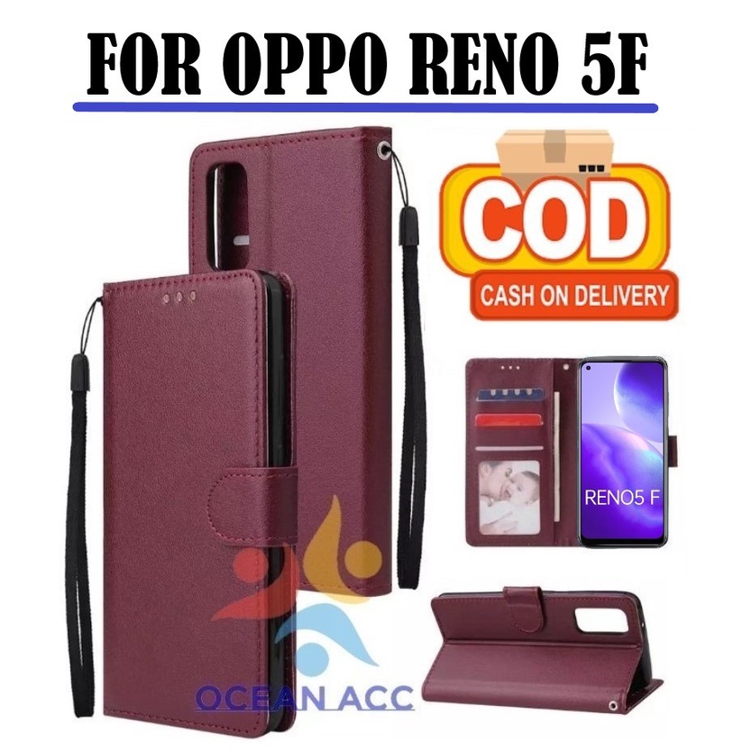 DOMPET HP UNTUK OPPO RENO 5F (2021) NEW LEATHER FLIP CASE OPPO RENO 5F (2021) NEW