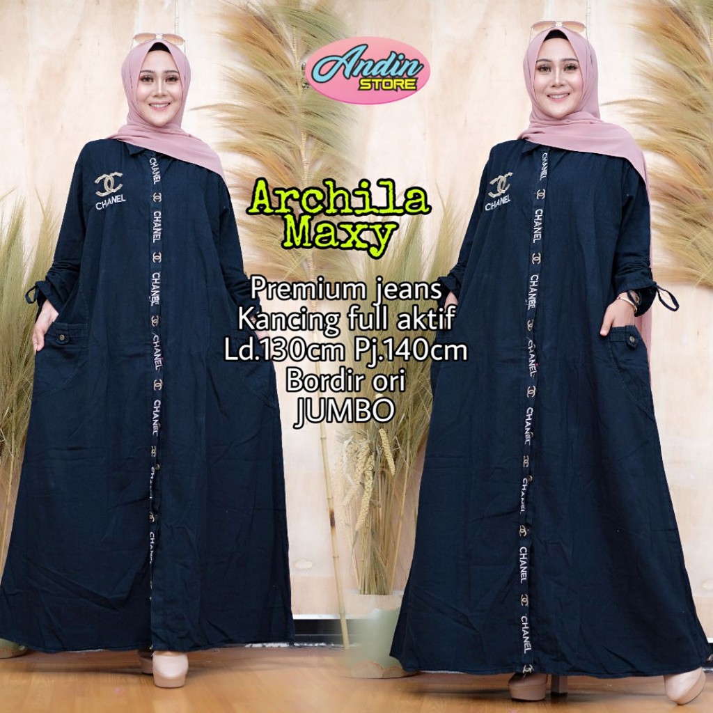 CLARISTA JUMBO / ARCHILA MAXY JEANS BIG SIZE HITAM GBM