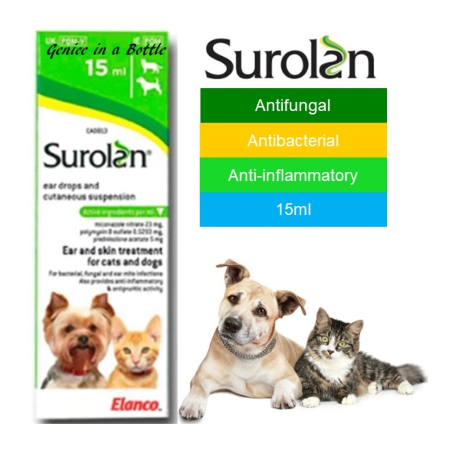 Surolan Obat Tetes Telinga Anjing Kucing 15 ml / Obat Telinga Anjing