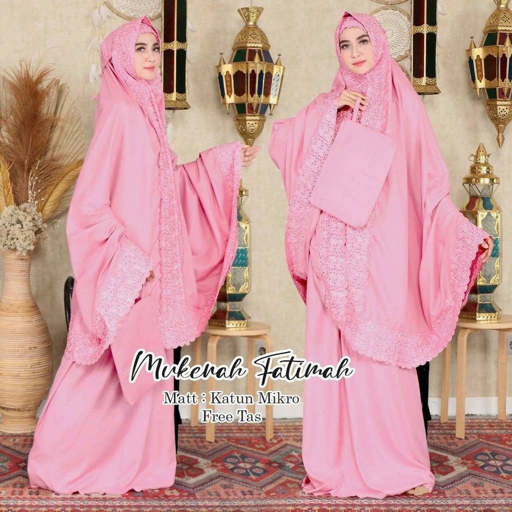 Mukenah Fatimah / Mukena Katun / Mukena Dewasa Fatimah Khadijah Full Bordir KD