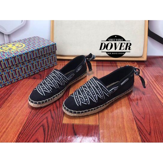 Tory Burch Espadrille Black Ribbon Shoes - ORIGINAL 100%