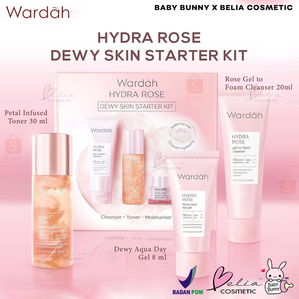 ❤ BELIA ❤ WARDAH Hydra Rose Dewy Skin Starter Kit (✔BPOM)