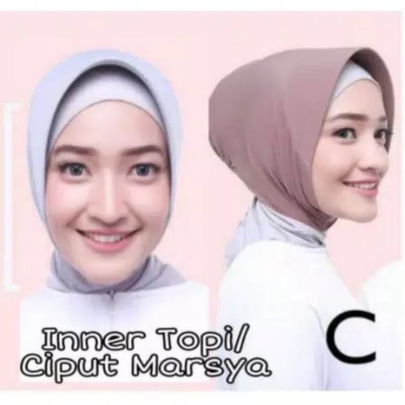 CIPUT TOPI  MARSHA CEPOL.ciput mecca.ciput dengan konde/cepol bisa dilepas pasang(bahan kaos rayon super)