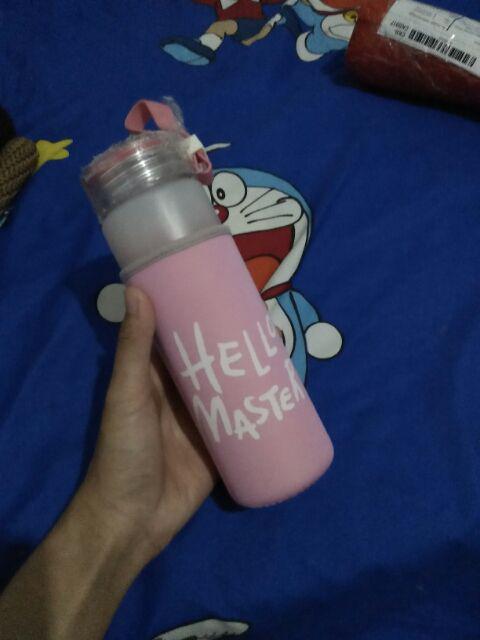 Botol Kaca Hello Master 480 Ml + Pouch Busa / Sarung Busa