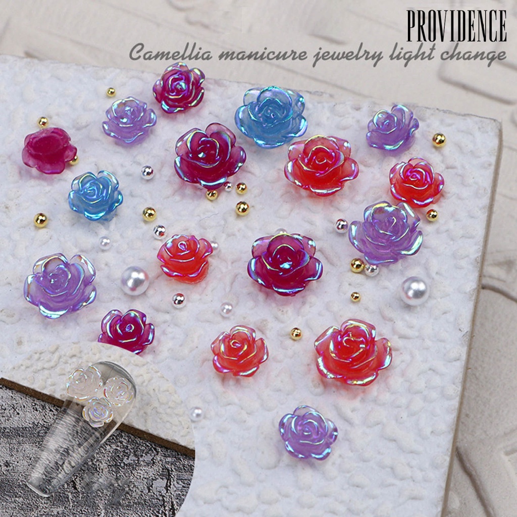 Providence 50Pcs / Set Berlian Imitasi Bentuk Bunga Camellia Untuk Dekorasi Nail Art DIY