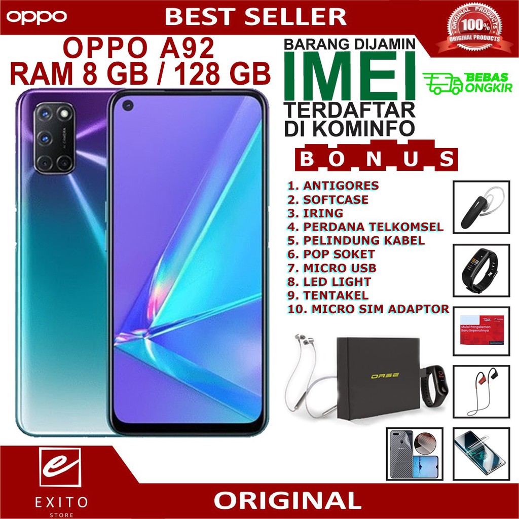 OPPO A92 2020 RAM 8GB ROM 128GB GARANSI RESMI OPPO INDONESIA