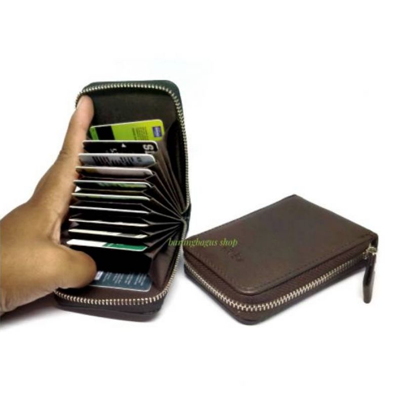 dompet slot tempat kartu nama card holder kulit untuk 13 slot kartu