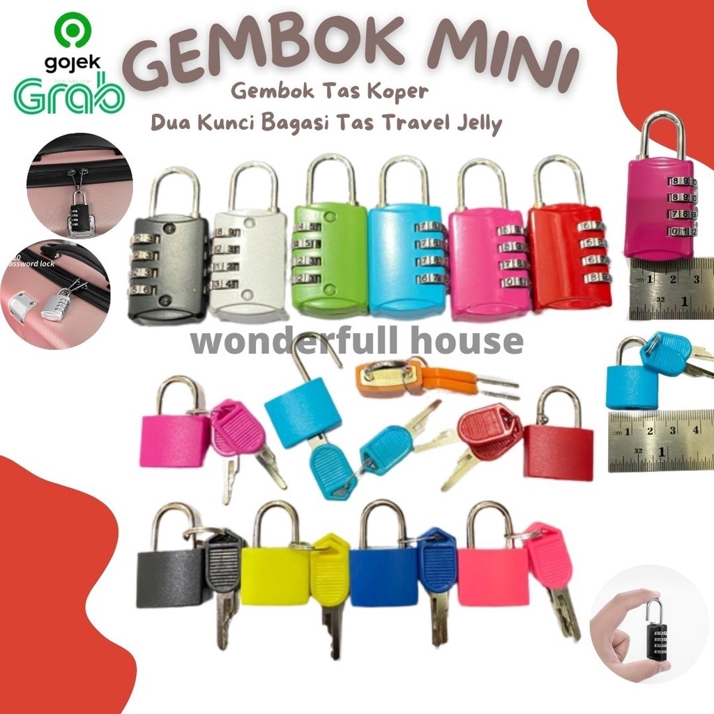 Gembok  Kunci Tas Koper Kunci Gembok Mini Gembok Tas Kecil Mini Travel Baggage Luggage Lock Dua Kunci Bagasi Tas Travel Jelly