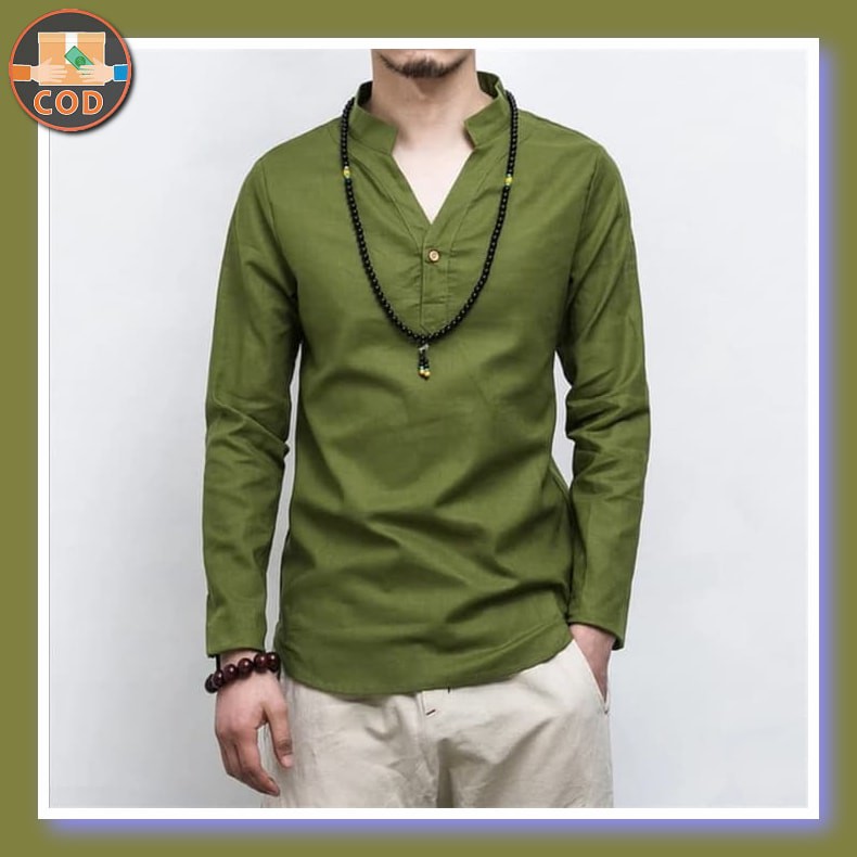 Kurta Lutfi Atqiya Exclusive/Kurta Gaul Kekinian/Kurta Keren Dewa IG502 [Koko Tasbiyah Green Ot] Baj