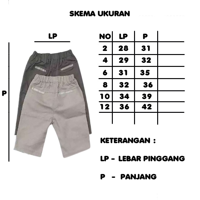 Celana anak kids junior 1-7 Tahun / Chino anak laki laki / Celana pendek Anak