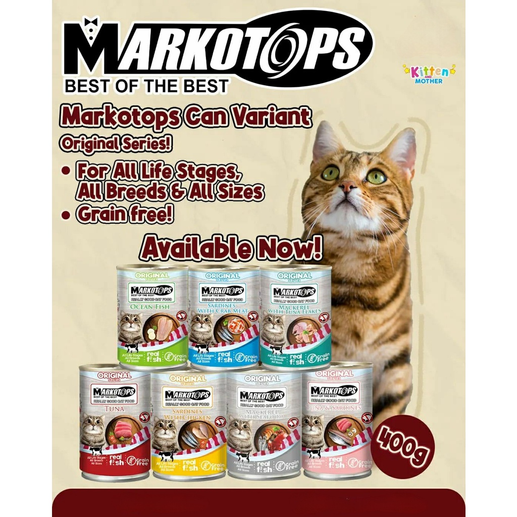 MARKOTOPS CAT 400GR / MAKANAN BASAH KUCING KALENG / MARKOTOP 400GR / CAT FOOD