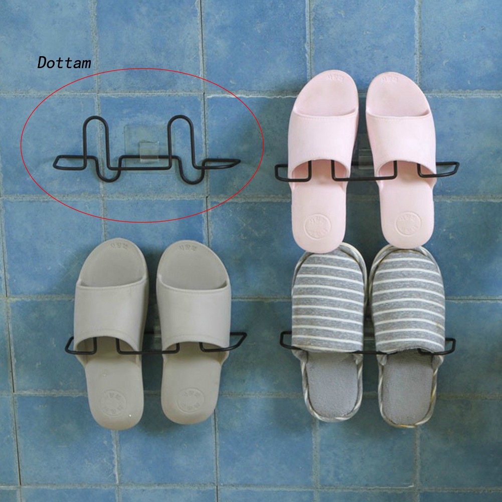 Á¦dtá¦iron Adhesive Wall Mount Slippers Storage Shelf Shoes Rack Hanging Organizer Shopee Indonesia